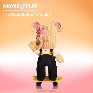 YaoYaoPlay Happy Skateboard Medium Bear Building Blocks