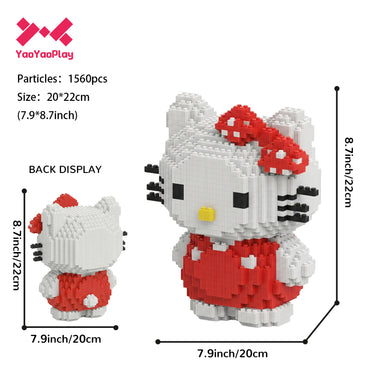 YaoYaoPlay White Cat Mini Building Block Set