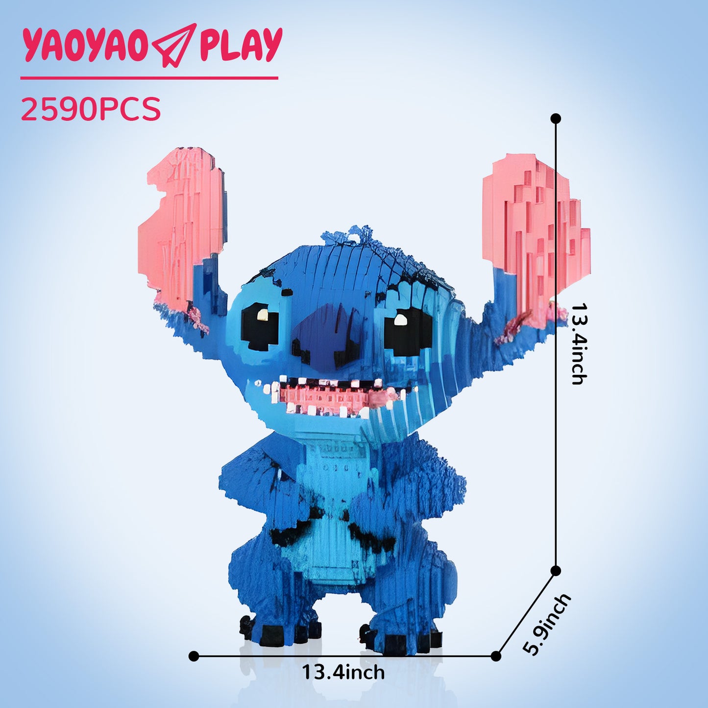 YaoYaoPlay Blue Upright-ear Stitch Building Block Set