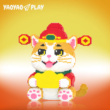 YaoYaoPlay Golden Wealth Cat Building Block Set