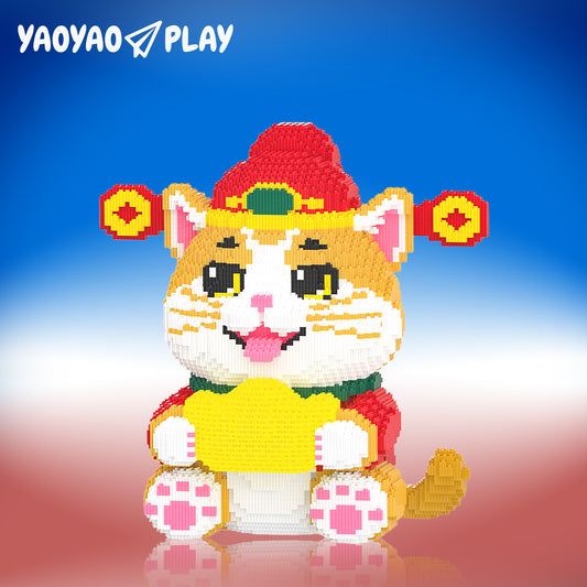 YaoYaoPlay Golden Wealth Cat Building Block Set