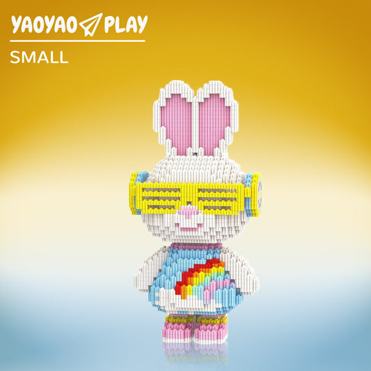 YaoYaoPlay Momo Rainbow Bunny Building Block Set