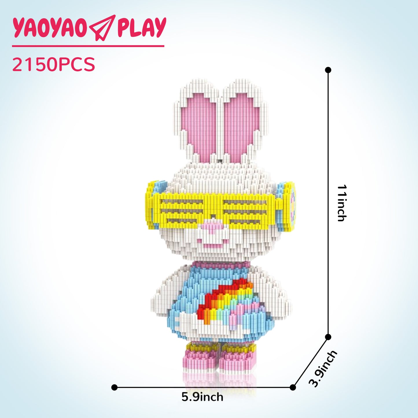 YaoYaoPlay Momo Rainbow Bunny Building Block Set