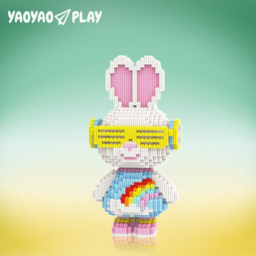 YaoYaoPlay Momo Rainbow Bunny Building Block Set