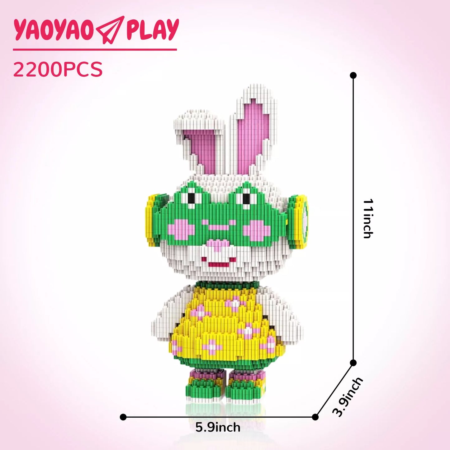 YaoYaoPlay Momo Floral Dress Bunny Building Block Set