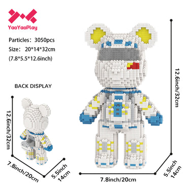 YaoYaoPlay Male Astronaut Medium Bear Building Block Set