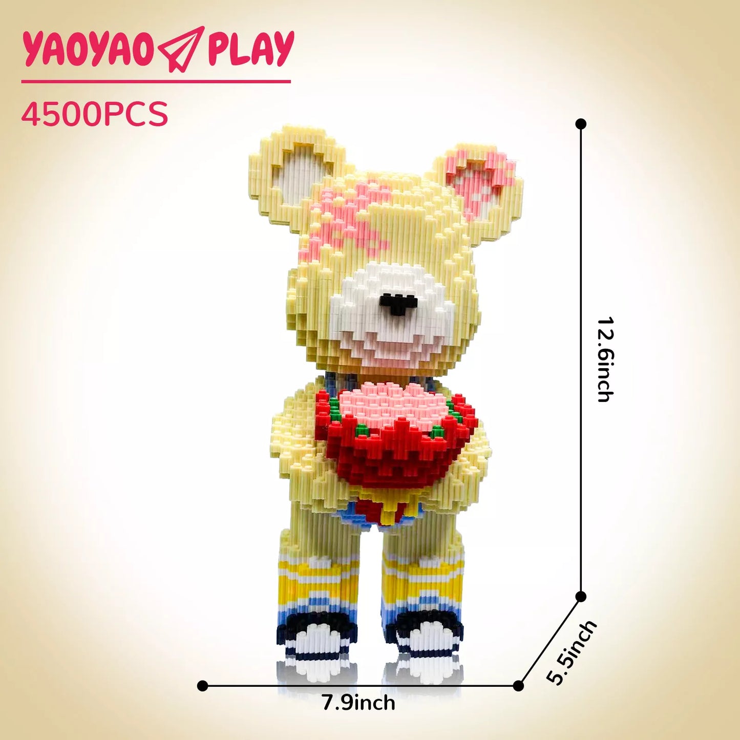 YaoYaoPlay Flower Boy Medium Bear Plastic Building Blocks