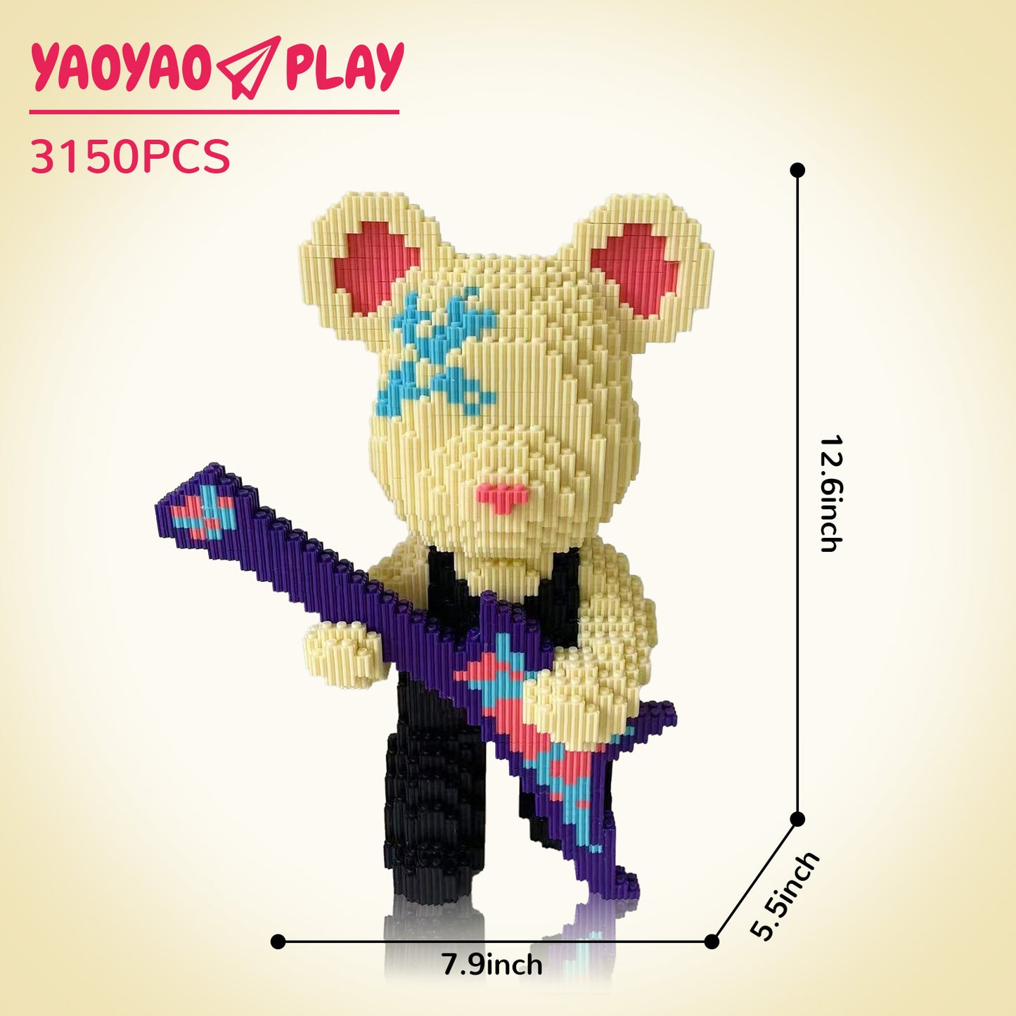 YaoYaoPlay Little DY Notes Medium Bear Building Blocks
