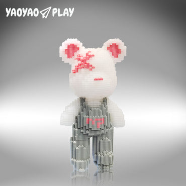 YaoYaoPlay Medium Light Gray Strap Bear Building Block Set