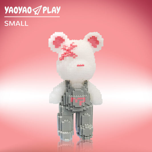 YaoYaoPlay Medium Light Gray Strap Bear Building Block Set
