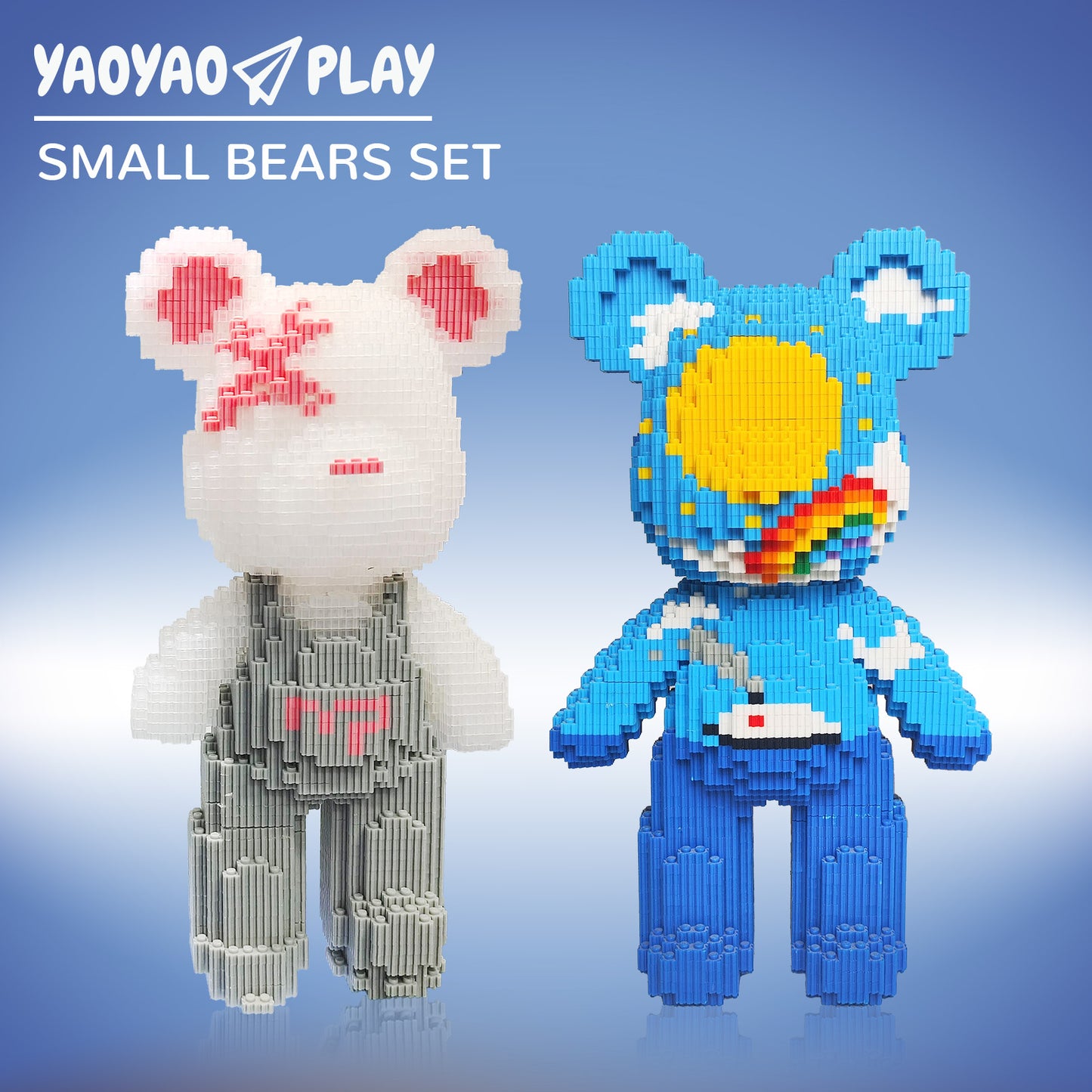YaoYaoPlay Medium Light Gray Strap Bear & Starry Sky Bear Set
