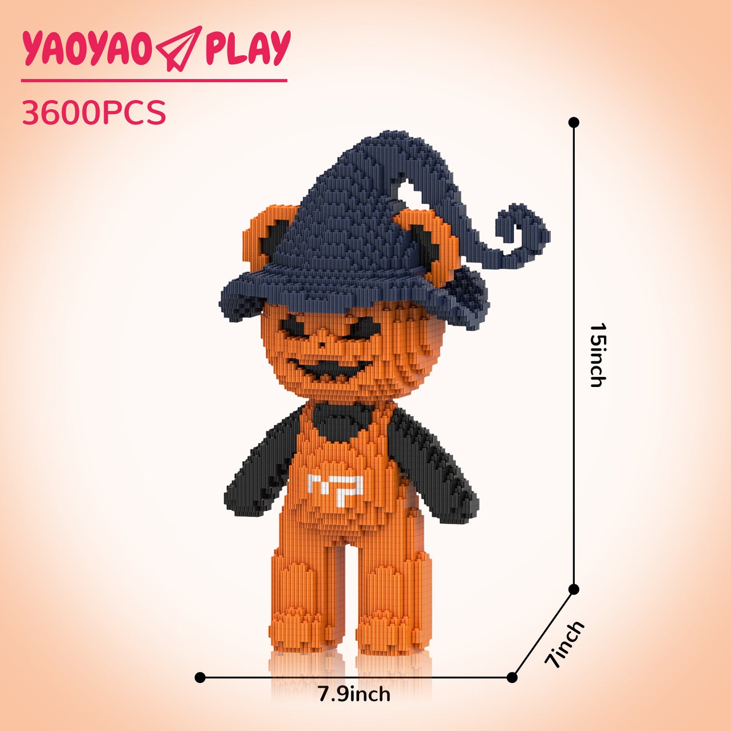 YaoYaoPlay Wizard Pumpkin Bear Small Building Block Set