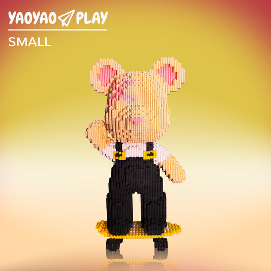 YaoYaoPlay Happy Skateboard Medium Bear Building Blocks