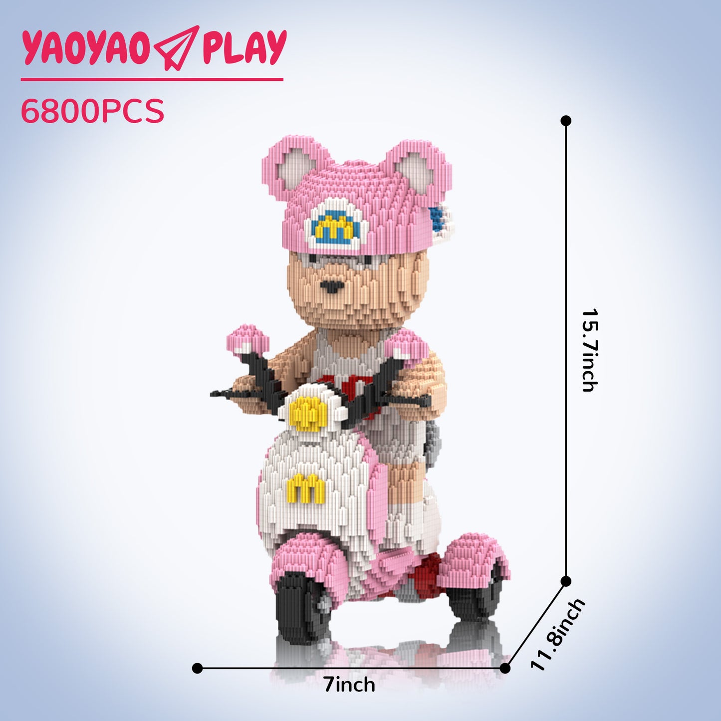 YaoYaoPlay Tricycle Sports Bear Medium Building Block Set