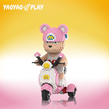 YaoYaoPlay Tricycle Sports Bear Medium Building Block Set