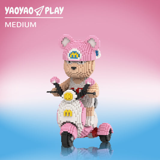 YaoYaoPlay Tricycle Sports Bear Medium Building Block Set
