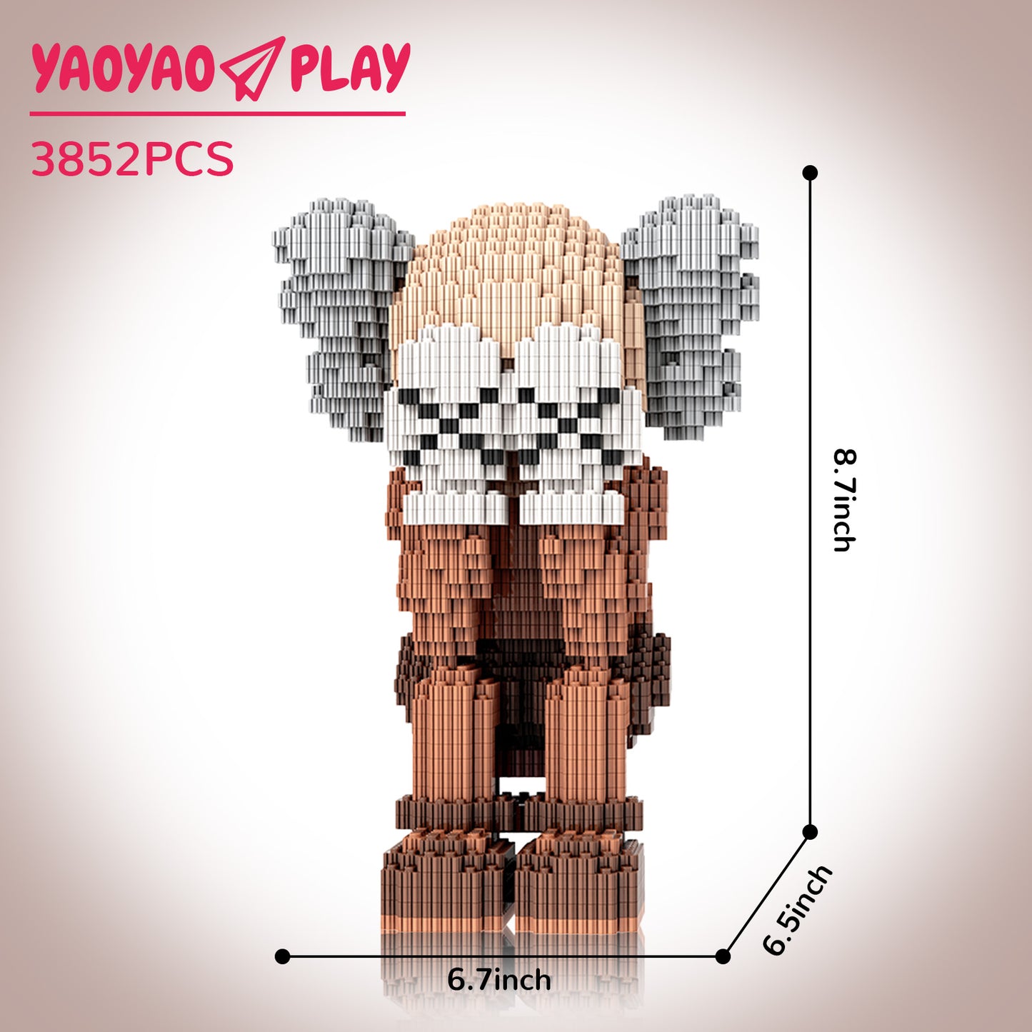 YaoYaoPlay KAWS Cover Face Sitting Brown Building Block Set