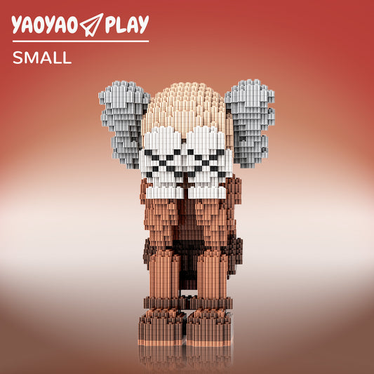 YaoYaoPlay KAWS Cover Face Sitting Brown Building Block Set