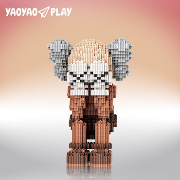YaoYaoPlay KAWS Cover Face Sitting Brown Building Block Set