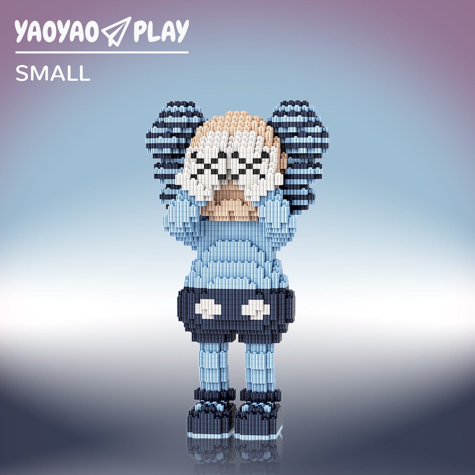 YaoYaoPlay KAWS Cover Face Sitting Blue Building Block Set