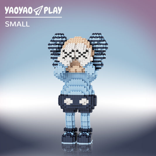 YaoYaoPlay KAWS Cover Face Sitting Blue Building Block Set