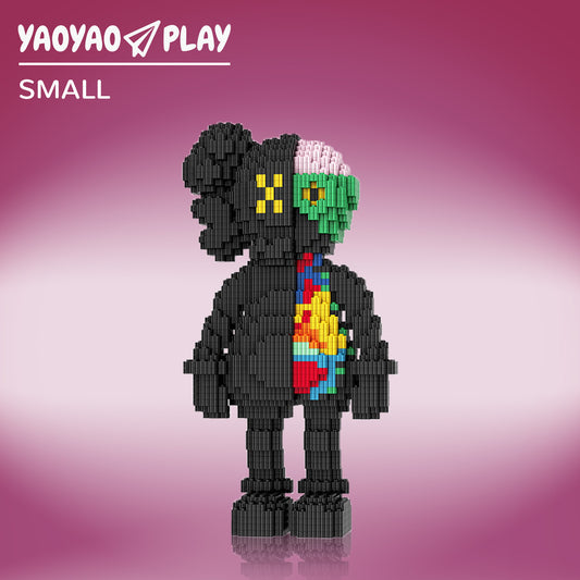 YaoYaoPlay Black 25% Dissected KAWS Style Building Block Set