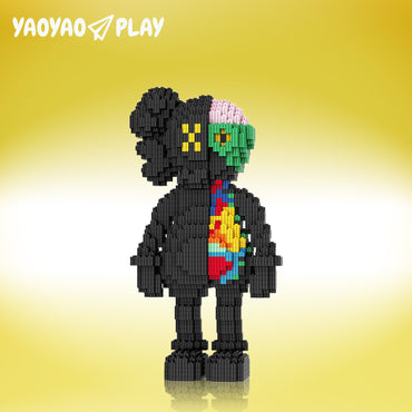 YaoYaoPlay Black 25% Dissected KAWS Style Building Block Set