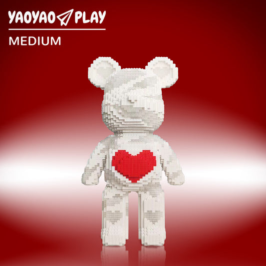 YaoYaoPlay Large Red Heart Bear Building Block Set