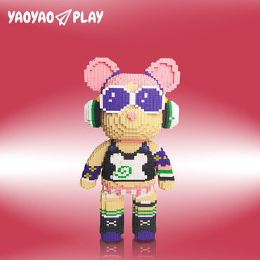 YaoYaoPlay Large Rock Girl Bear Building Block Set