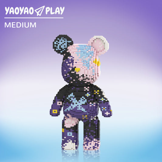 YaoYaoPlay Graffiti Purple Bear Medium Building Block Set