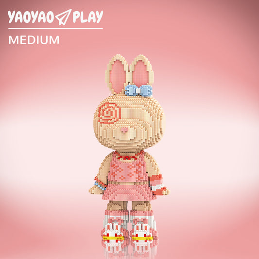 YaoYaoPlay Pink Skirt PP Bunny Building Blocks