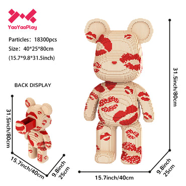 YaoYaoPlay Kissy Huggy Big Bear Plastic Building Blocks