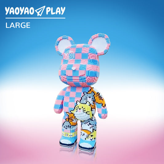 YaoYaoPlay Totoro Graffiti Big Bear Plastic Building Blocks