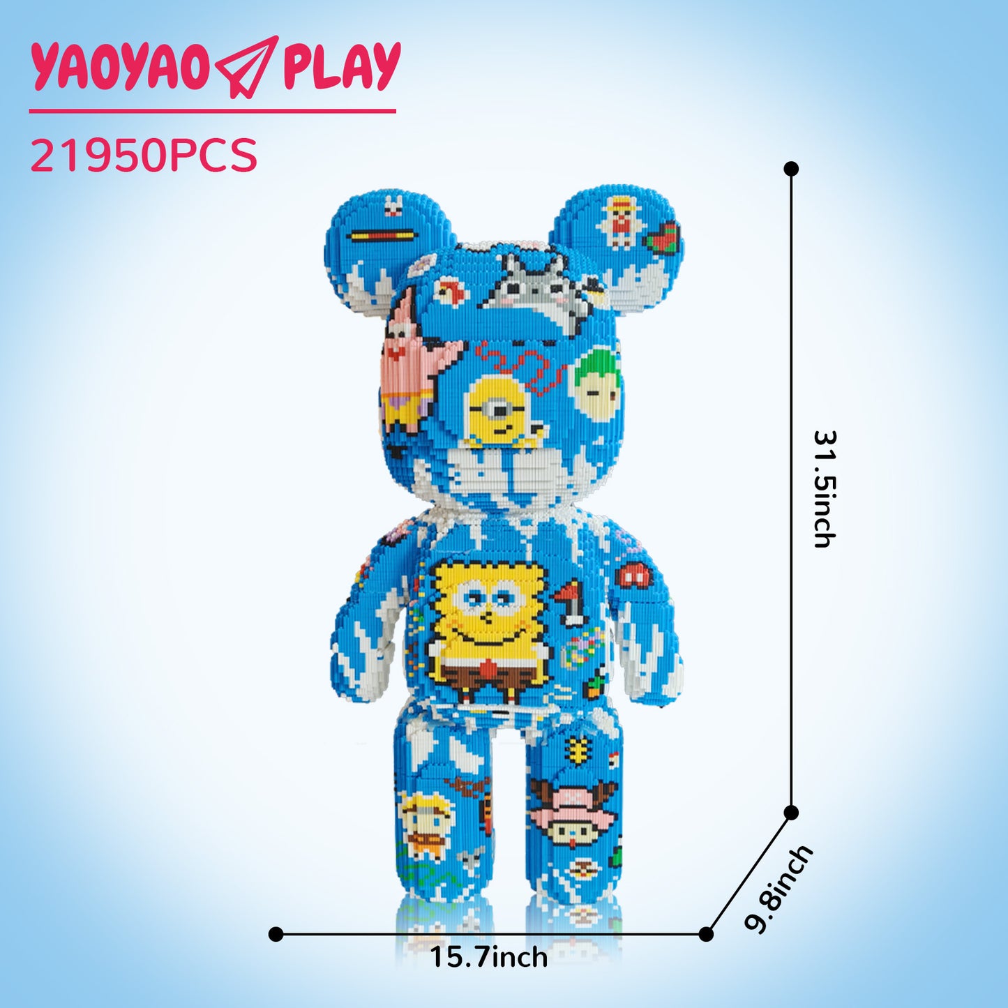 YaoYaoPlay Large Sticker Graffiti Bear Building Block Set