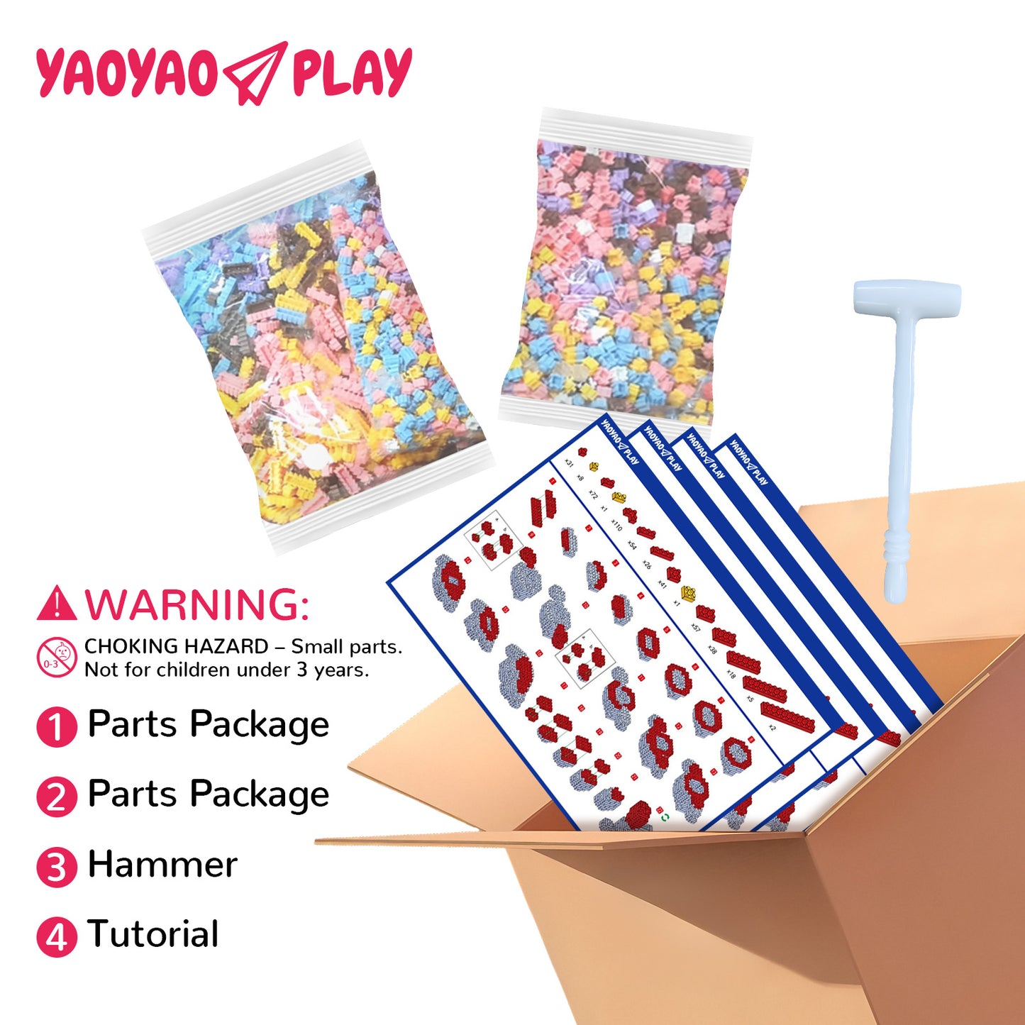 YaoYaoPlay Medium Light Gray Strap Bear & Starry Sky Bear Set