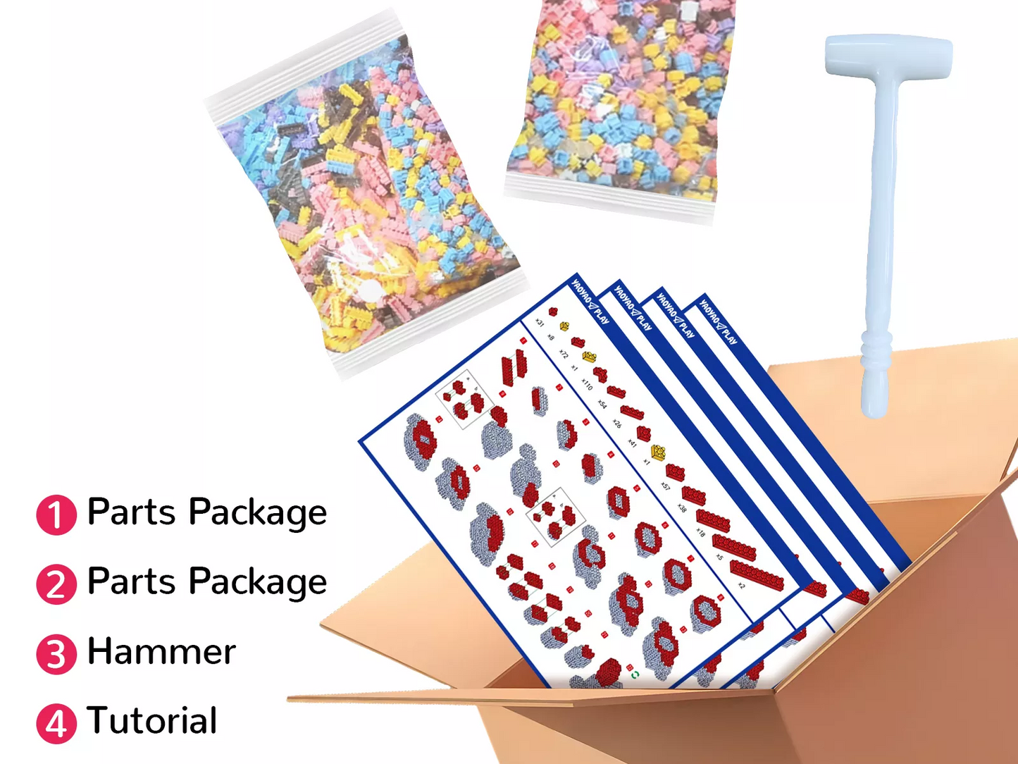 YaoYaoPlay Blue Upright-ear Stitch Building Block Set