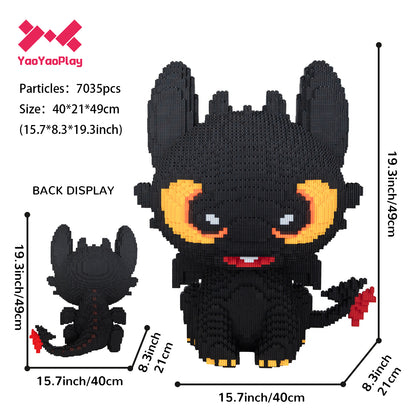 YaoYaoPlay How to Train Your Dragon Series – Toothless the Night Fury Building Block Set – 7035PCS