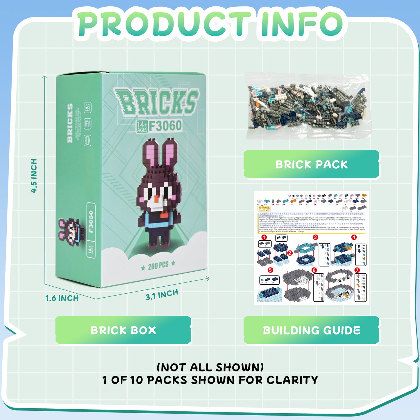 YaoYaoPlay Animal City Mini Brick Figure Set – 10 Pack