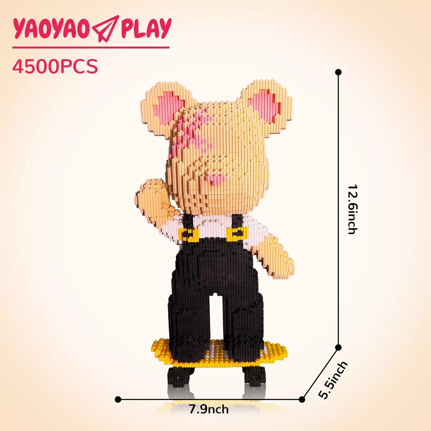 YaoYaoPlay Happy Skateboard Medium Bear Building Blocks