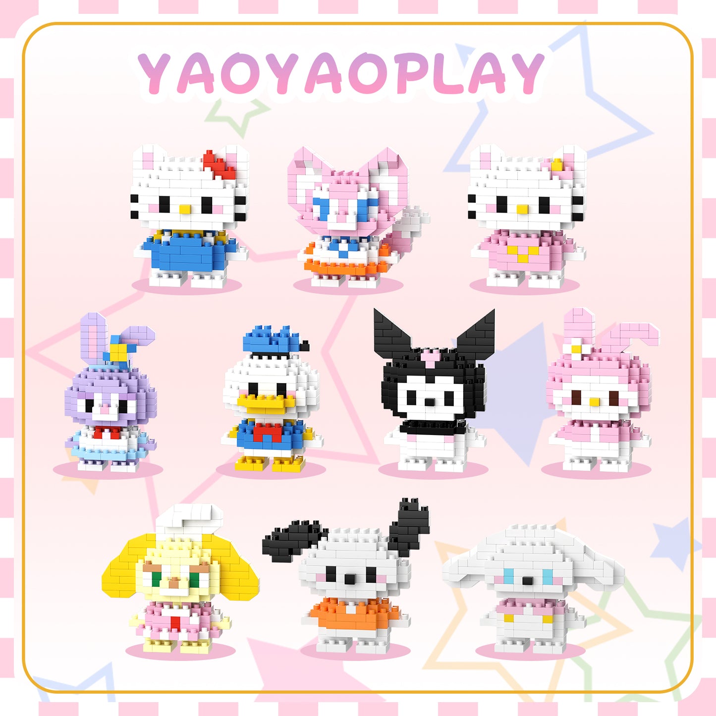 YaoYaoPlay Sanrio & Disney Mini Brick Figure Set – 10 Pack