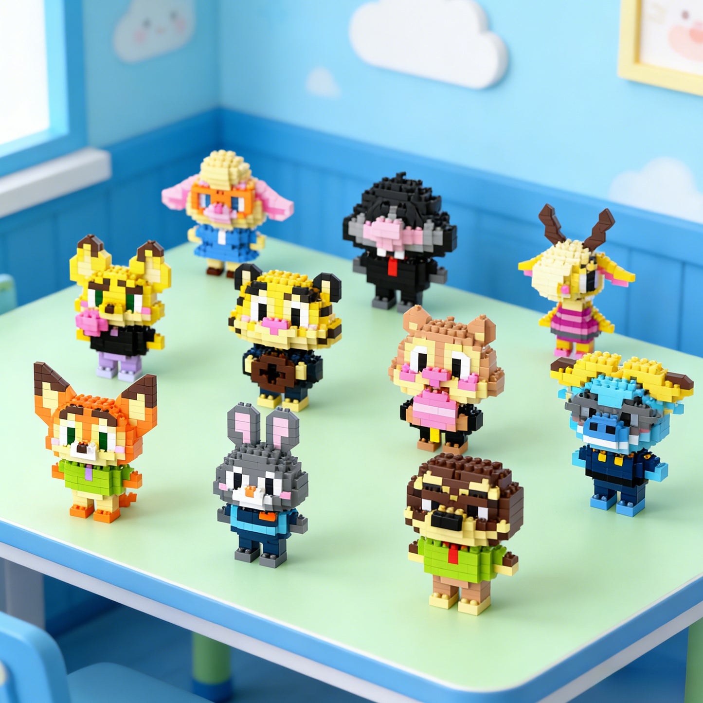 YaoYaoPlay Animal City Mini Brick Figure Set – 10 Pack