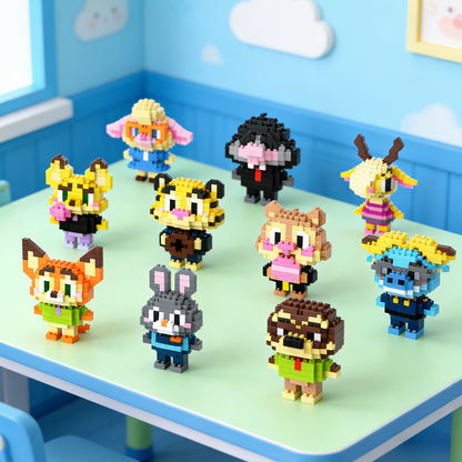 YaoYaoPlay Animal City Mini Brick Figure Set – 10 Pack