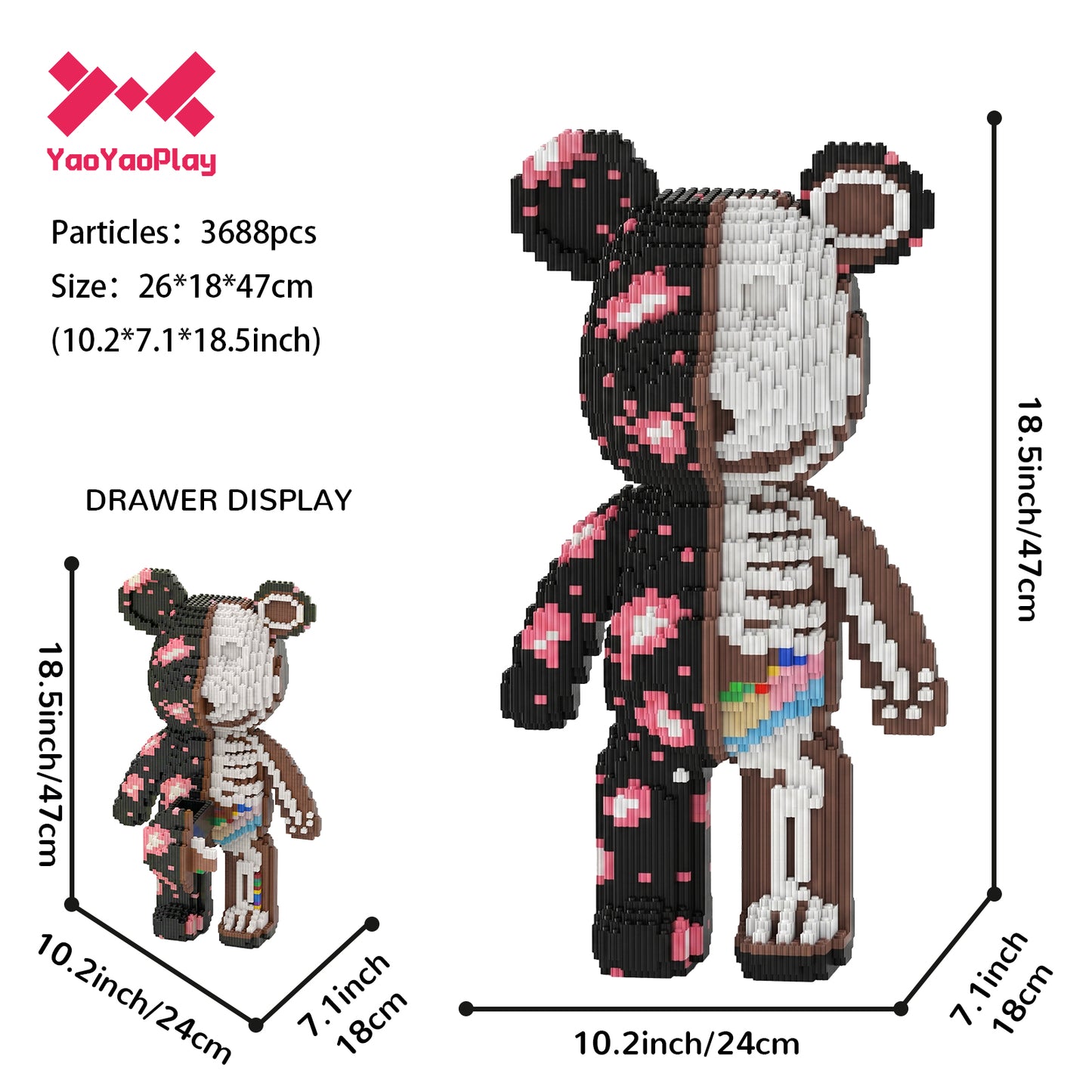 YaoYaoPlay Pili Pala Bear Medium Building Block Set