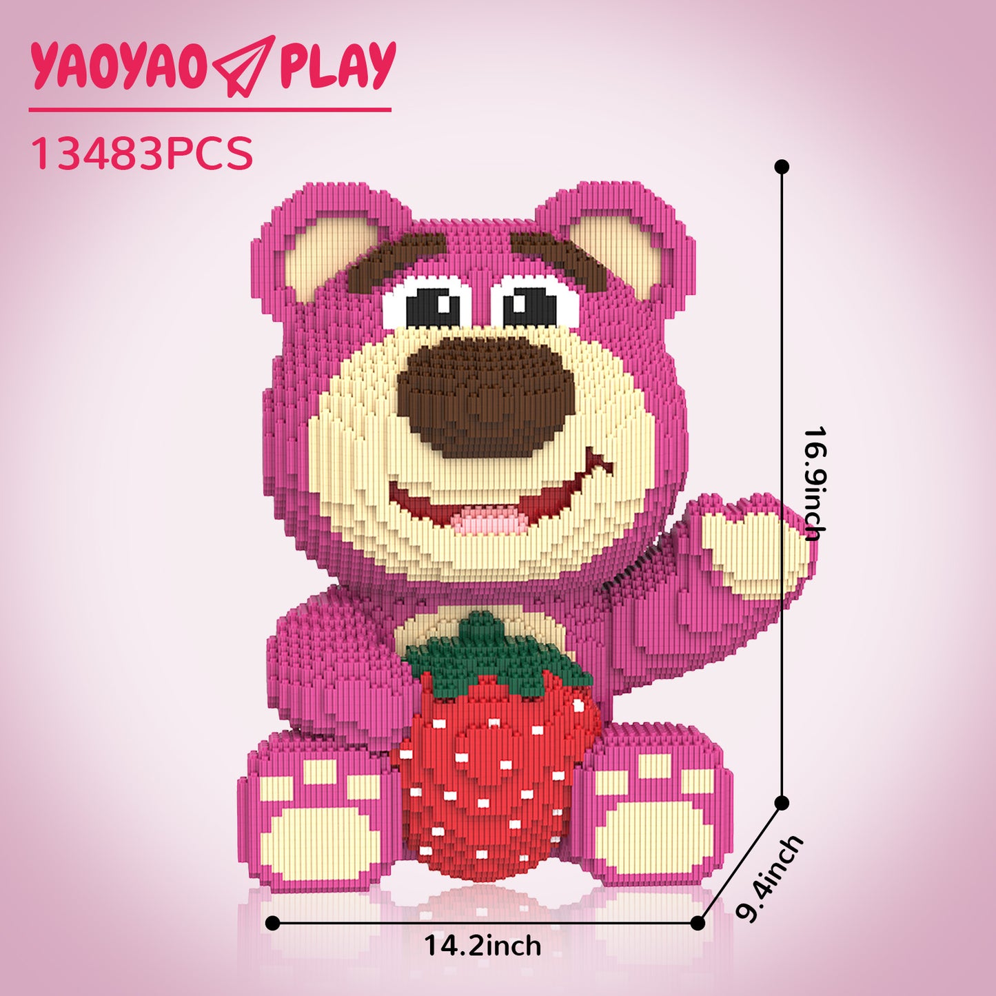 YaoYaoPlay Strawberry Large Bear Building Block Set