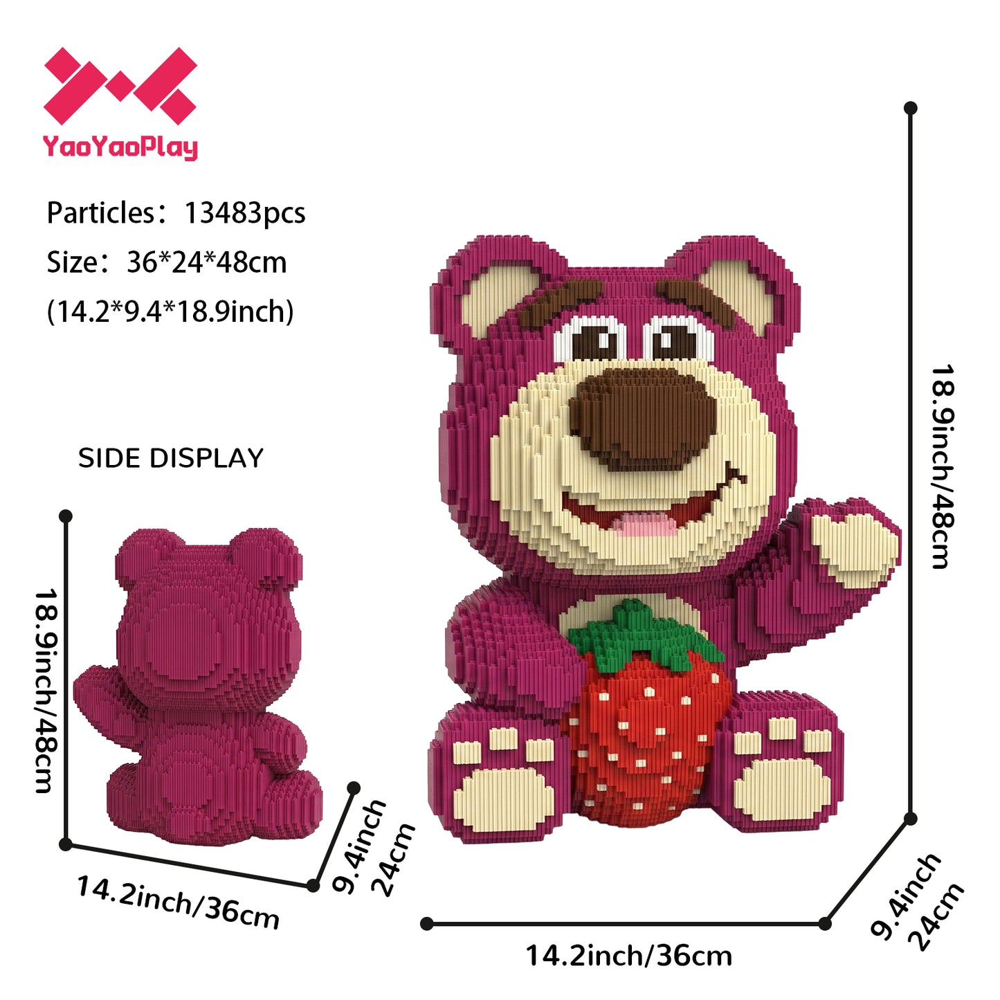 YaoYaoPlay Strawberry Large Bear Building Block Set