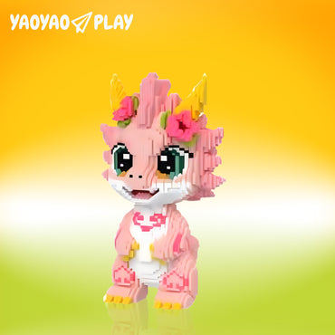 YaoYaoPlay Cherry Blossom Pink Dragon Building Block Set