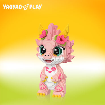 YaoYaoPlay Cherry Blossom Pink Dragon Building Block Set