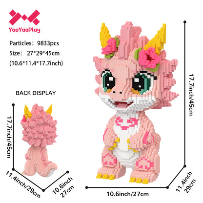YaoYaoPlay Cherry Blossom Pink Dragon Building Block Set