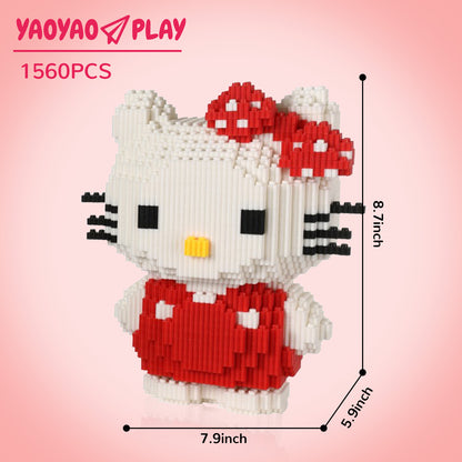 YaoYaoPlay White Cat Mini Building Block Set