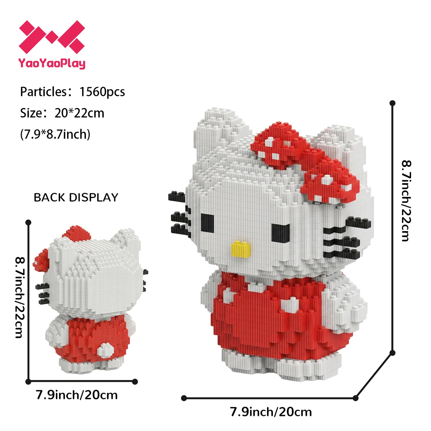 YaoYaoPlay White Cat Mini Building Block Set